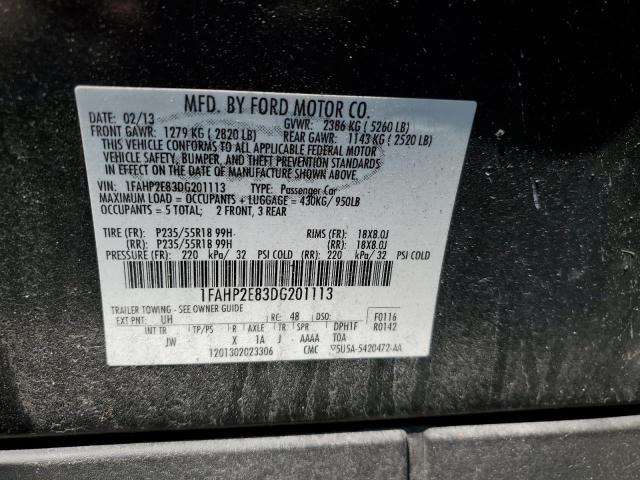 2013 Ford Taurus Sel VIN: 1FAHP2E83DG201113 Lot: 59259744