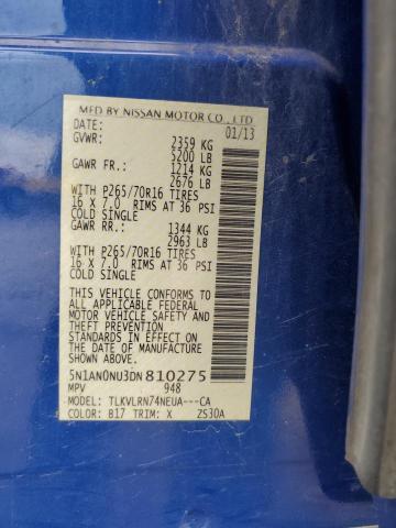 2013 Nissan Xterra X VIN: 5N1AN0NU3DN810275 Lot: 58323624