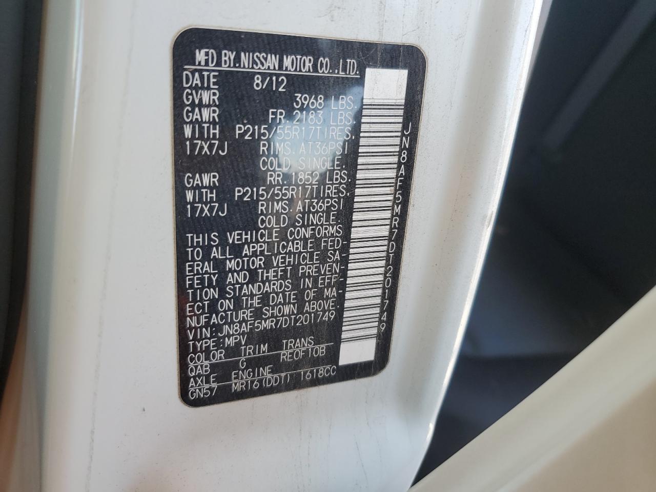 JN8AF5MR7DT201749 2013 Nissan Juke S