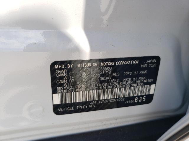 2022 Mitsubishi Outlander Sel VIN: JA4J4VA87NZ074202 Lot: 58950414