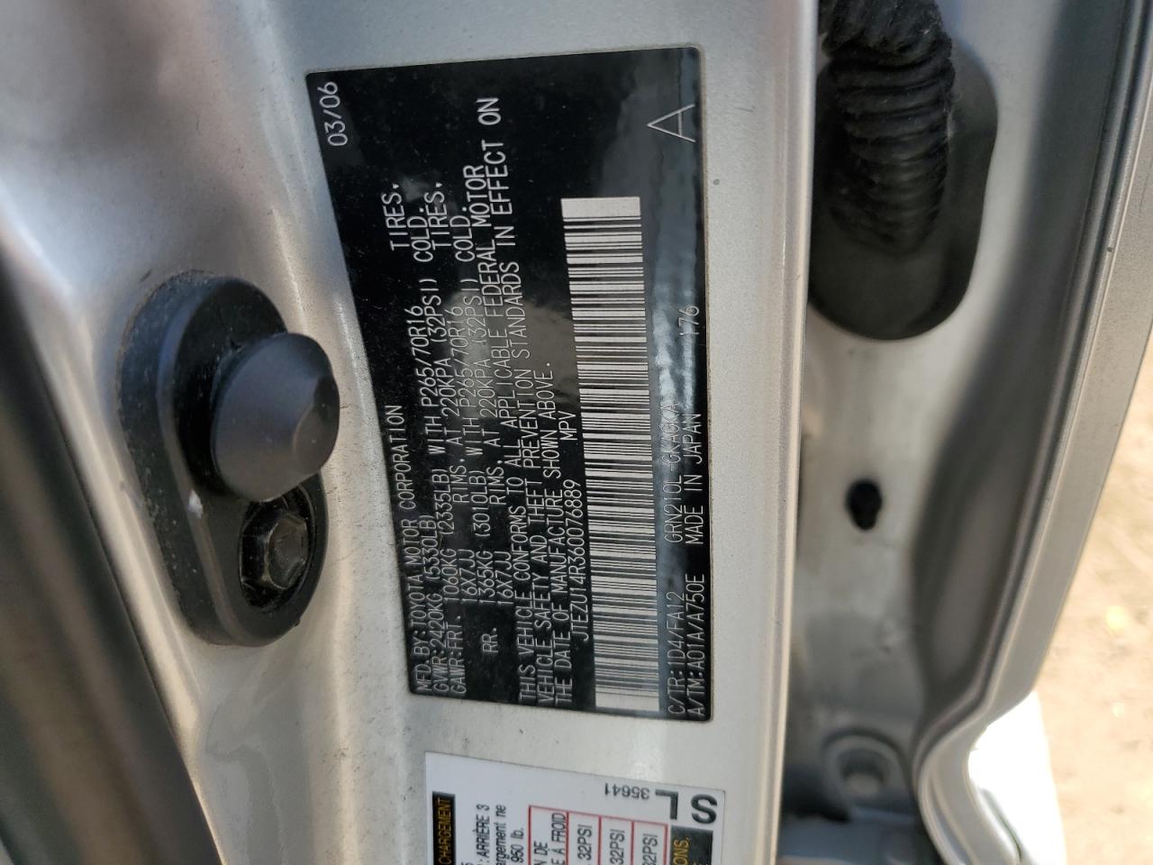 JTEZU14R360076889 2006 Toyota 4Runner Sr5