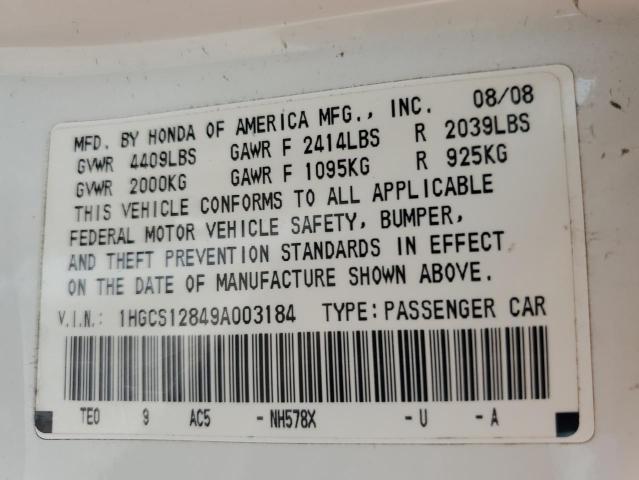 2009 Honda Accord Exl VIN: 1HGCS12849A003184 Lot: 61116504