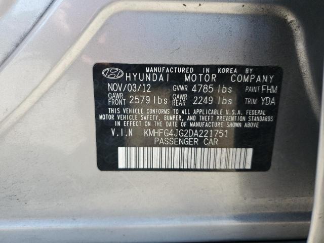 2013 Hyundai Azera VIN: KMHFG4JG2DA221751 Lot: 57308894