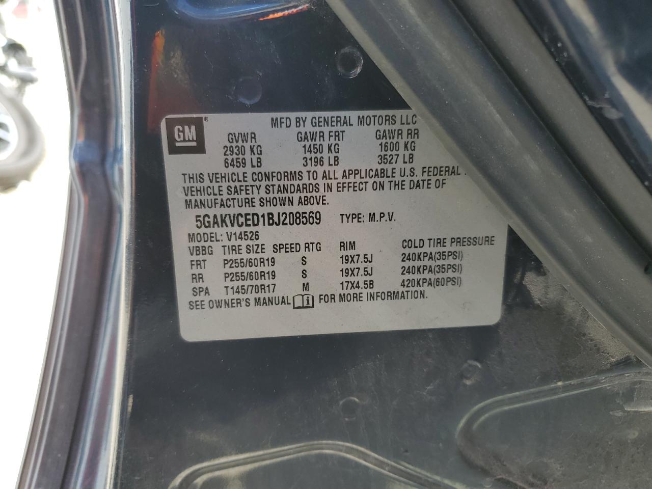 5GAKVCED1BJ208569 2011 Buick Enclave Cxl