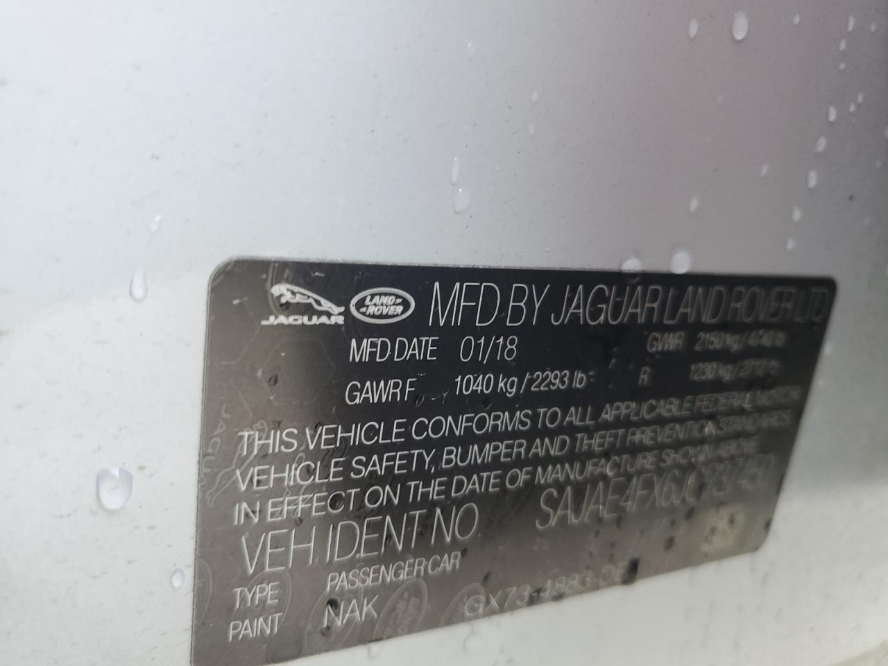 SAJAE4FX6JCP37450 2018 Jaguar Xe Prestige