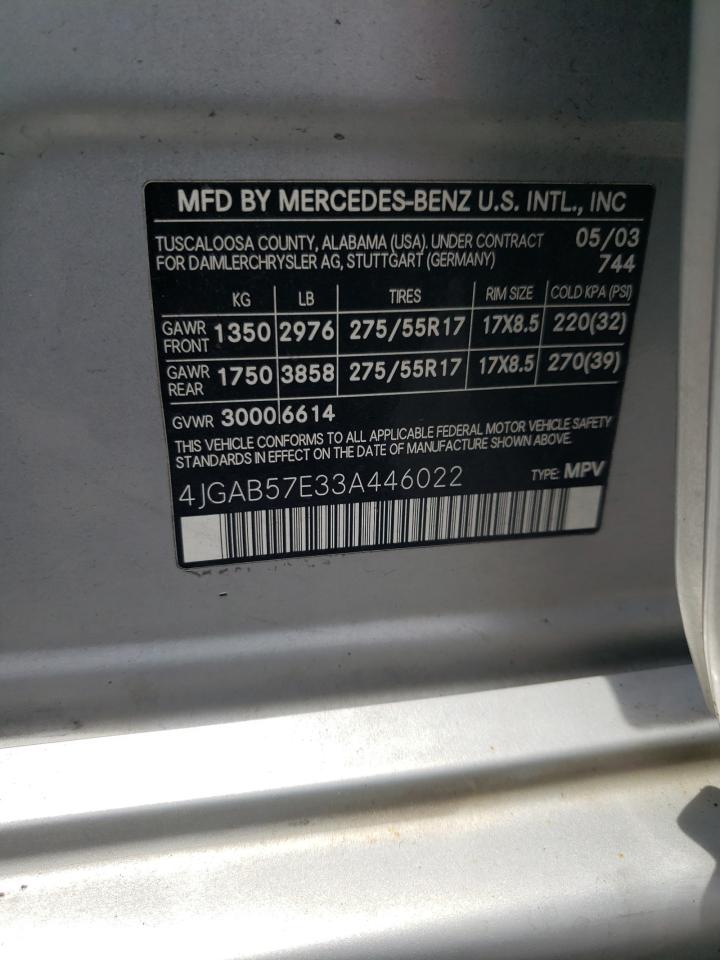 4JGAB57E33A446022 2003 Mercedes-Benz Ml 350