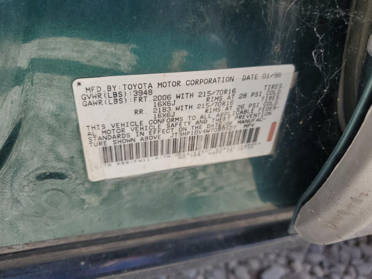 JT3HP10V4W7089527 1998 Toyota Rav4