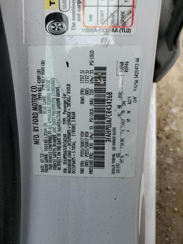 3FAHP0JA7CR434268 2012 Ford Fusion Sel