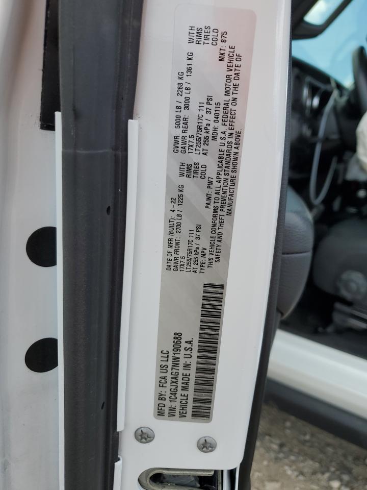 1C4GJXAG7NW190688 2022 Jeep Wrangler Sport