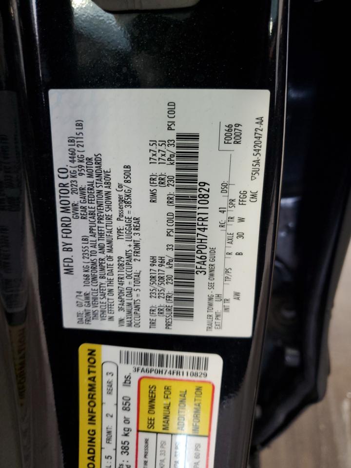 3FA6P0H74FR110829 2015 Ford Fusion Se