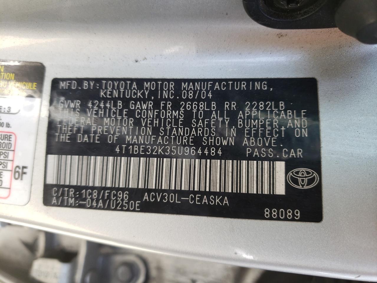 4T1BE32K35U964484 2005 Toyota Camry Le