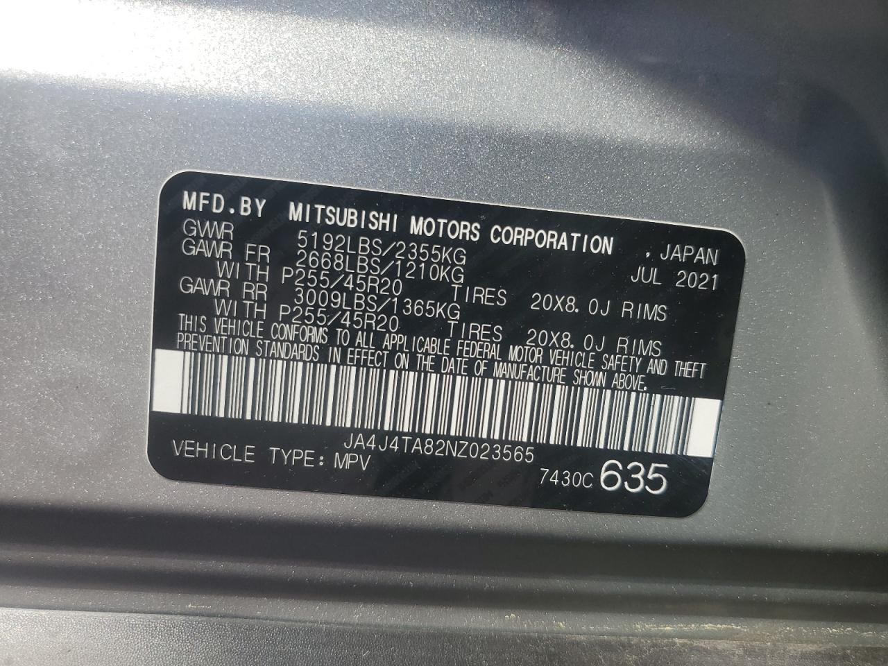 JA4J4TA82NZ023565 2022 Mitsubishi Outlander Es