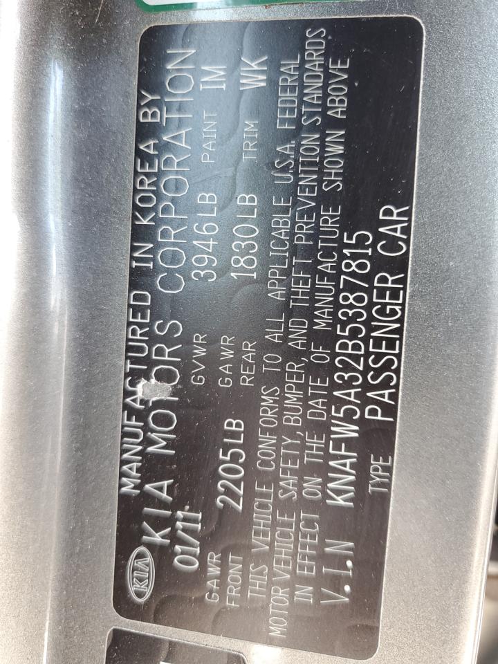 KNAFW5A32B5387815 2011 Kia Forte Sx