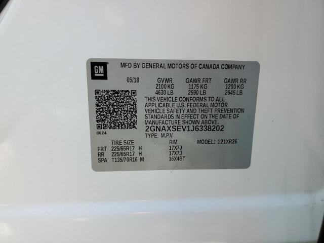 2018 Chevrolet Equinox Lt VIN: 2GNAXSEV1J6338202 Lot: 57401814