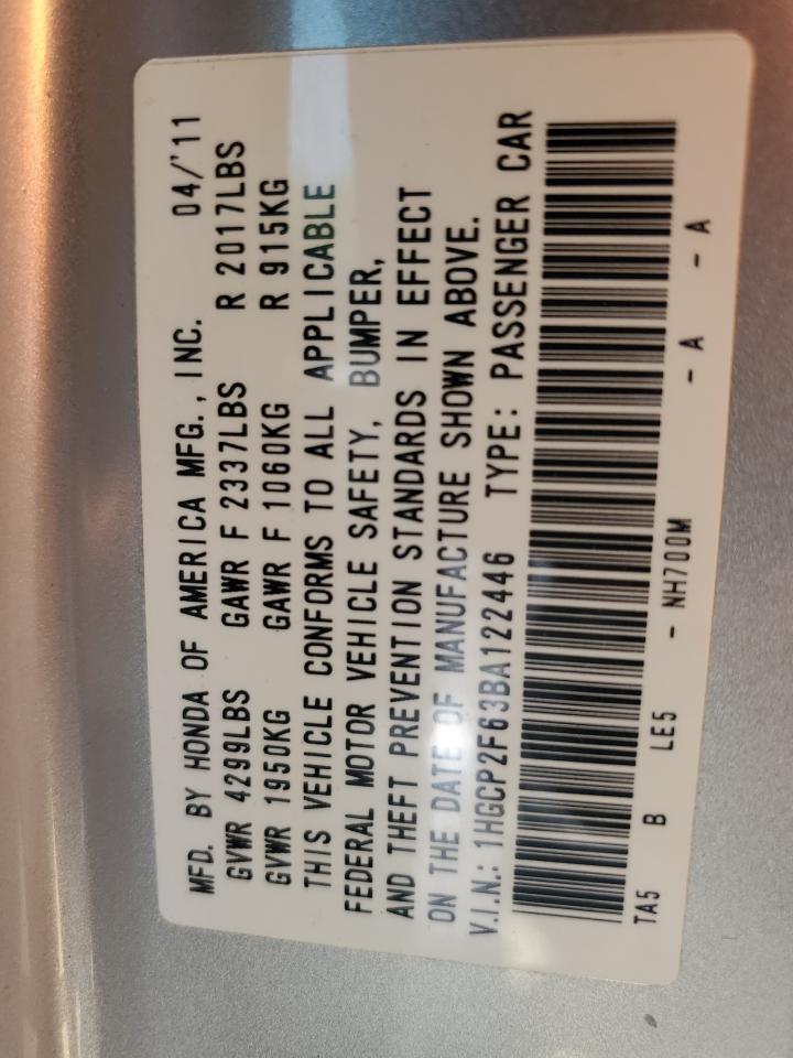 1HGCP2F63BA122446 2011 Honda Accord Se