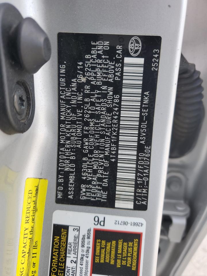 4T4BF1FK2ER424786 2014 Toyota Camry L