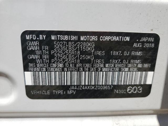 2019 MITSUBISHI OUTLANDER - JA4JZ4AX0KZ009657