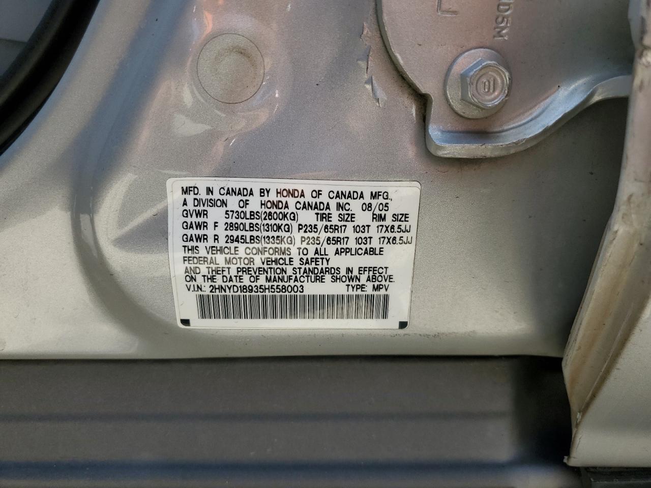 2HNYD18935H558003 2005 Acura Mdx Touring