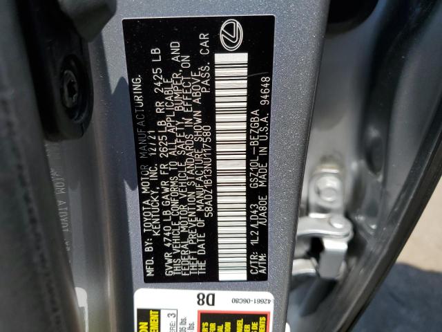 2022 Lexus Es 350 Base VIN: 58ADZ1B13NU117580 Lot: 59833844