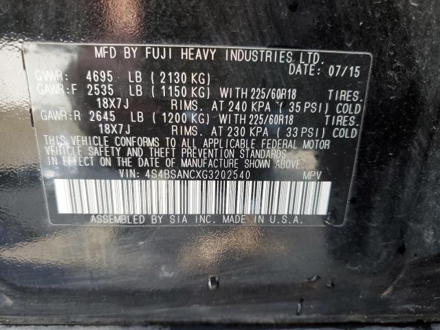 2016 Subaru Outback 2.5I Limited VIN: 4S4BSANCXG3202540 Lot: 59873634