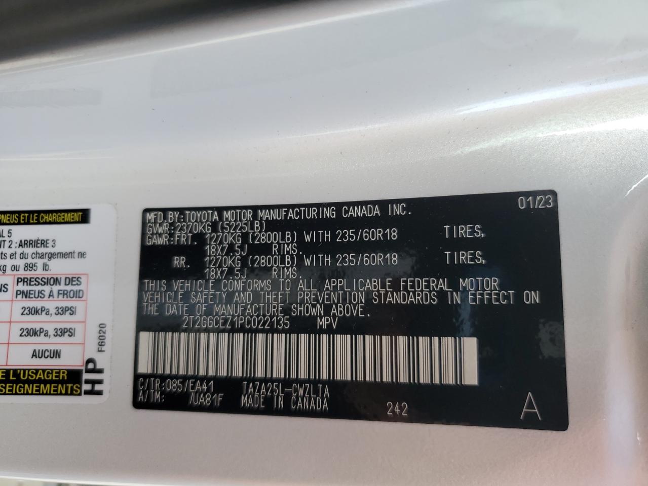 2T2GGCEZ1PC022135 2023 Lexus Nx 350