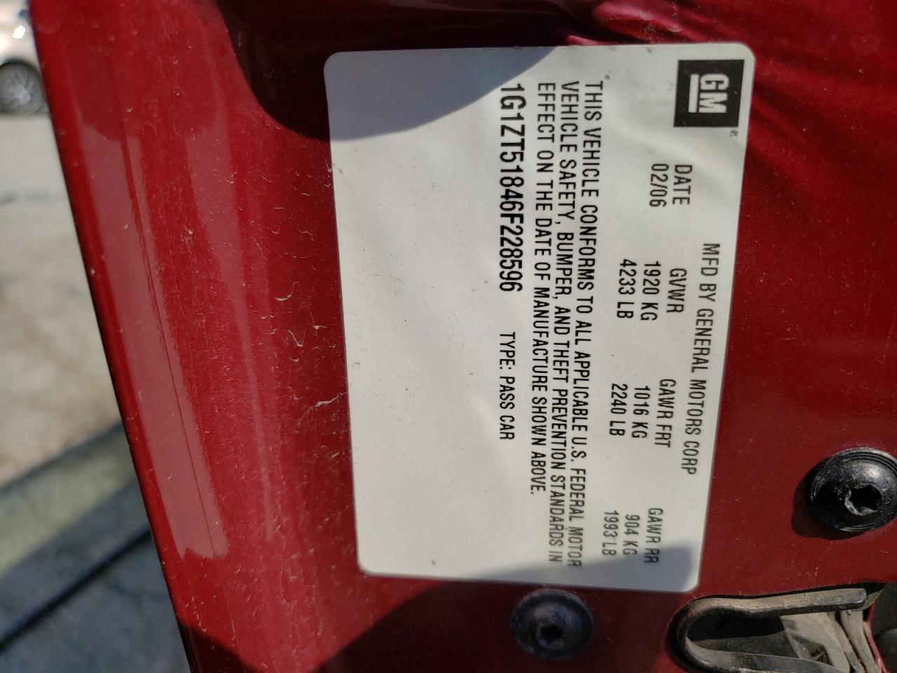 1G1ZT51846F228596 2006 Chevrolet Malibu Lt