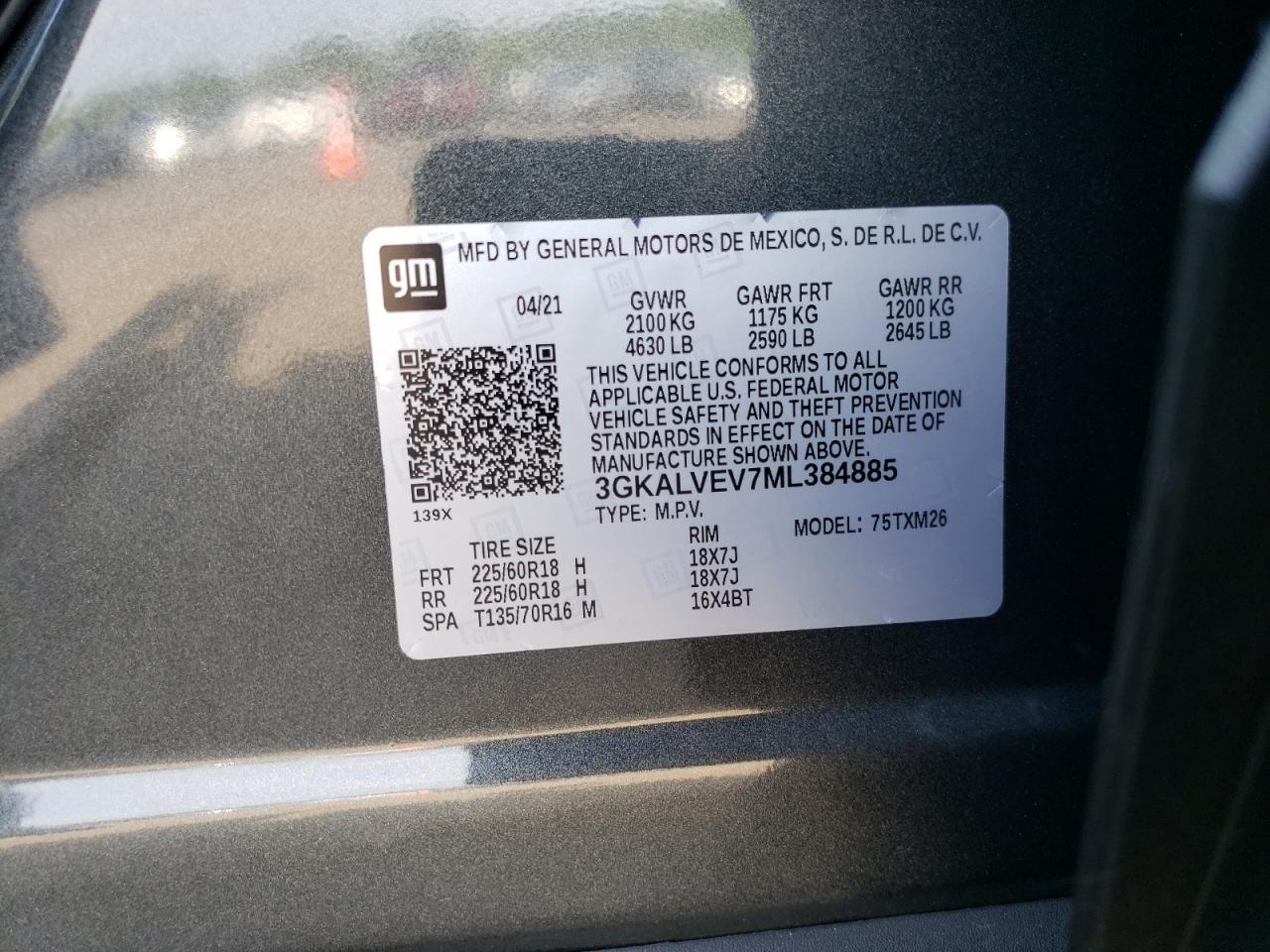 3GKALVEV7ML384885 2021 GMC Terrain Slt