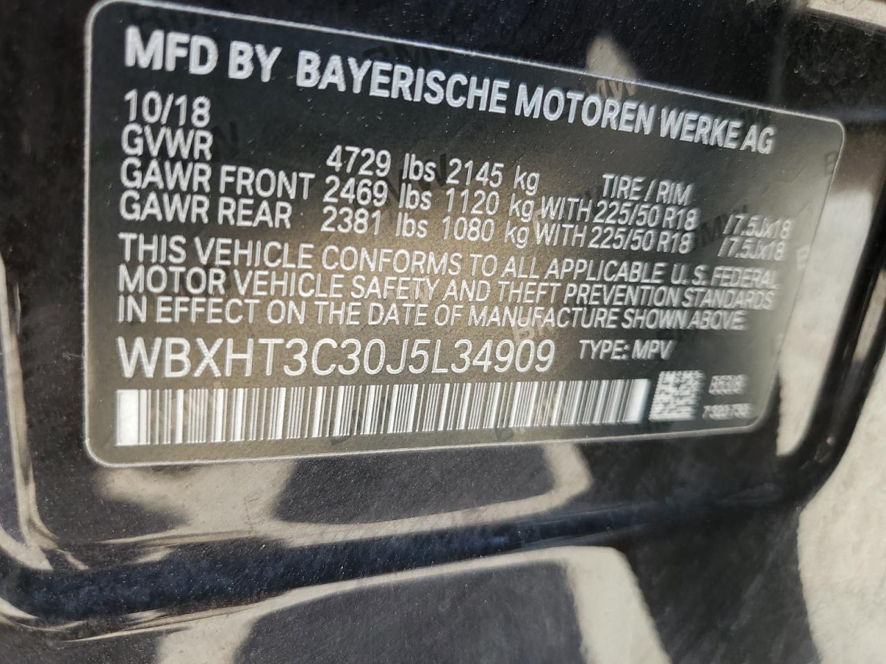 WBXHT3C30J5L34909 2018 BMW X1 xDrive28I