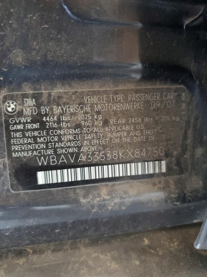 WBAVA33538KX84750 2008 BMW 328 I