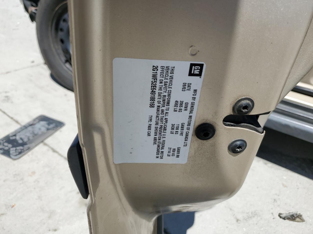 2G1WF52E649188168 2004 Chevrolet Impala