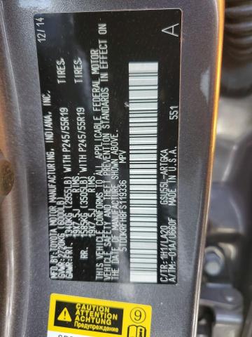 VIN 5TDDKRFH8FS119336 2015 Toyota Highlander, Limited no.13