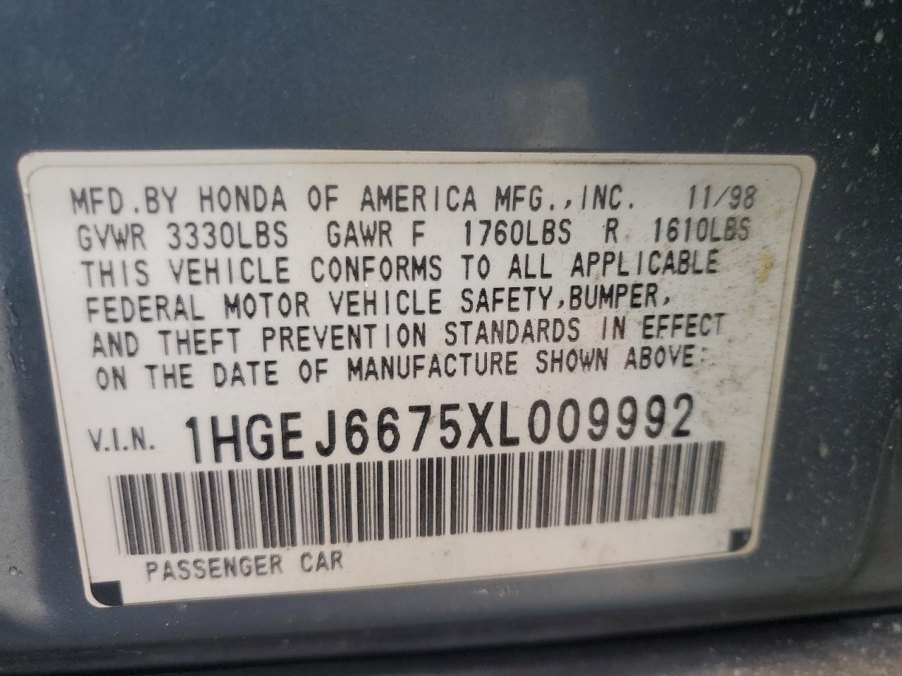 1HGEJ6675XL009992 1999 Honda Civic Lx