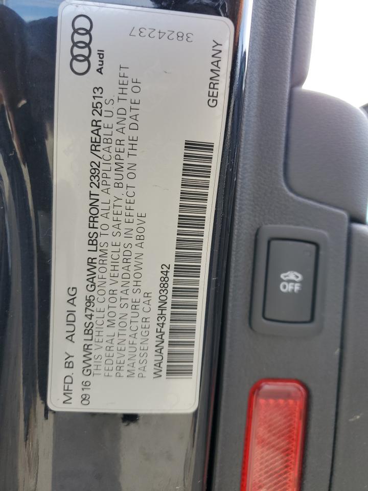 WAUANAF43HN038842 2017 Audi A4 Premium