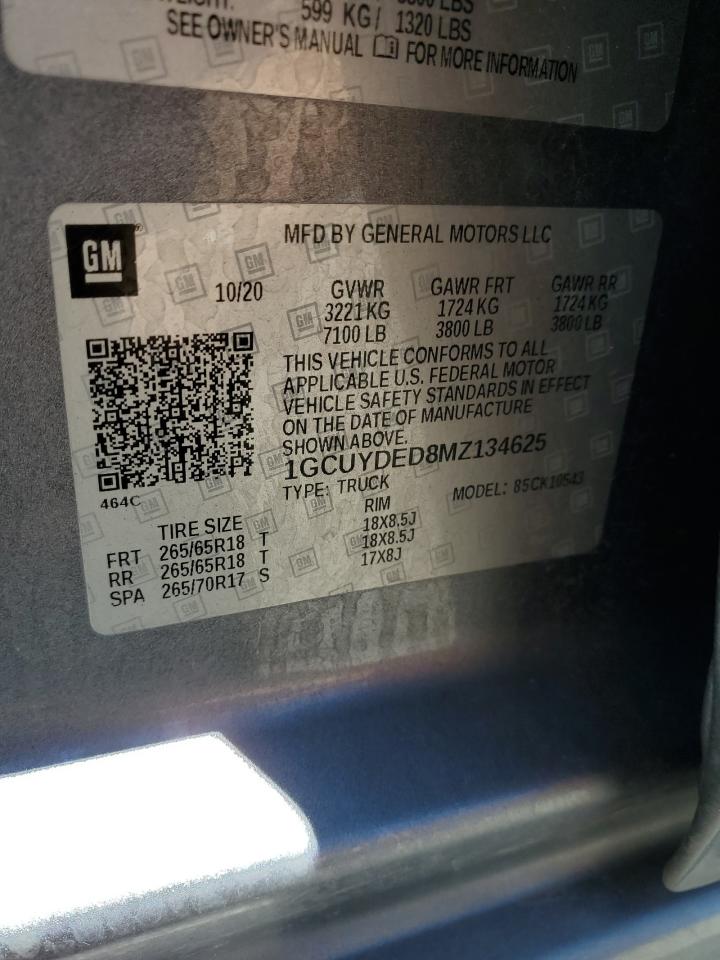 1GCUYDED8MZ134625 2021 Chevrolet Silverado K1500 Lt