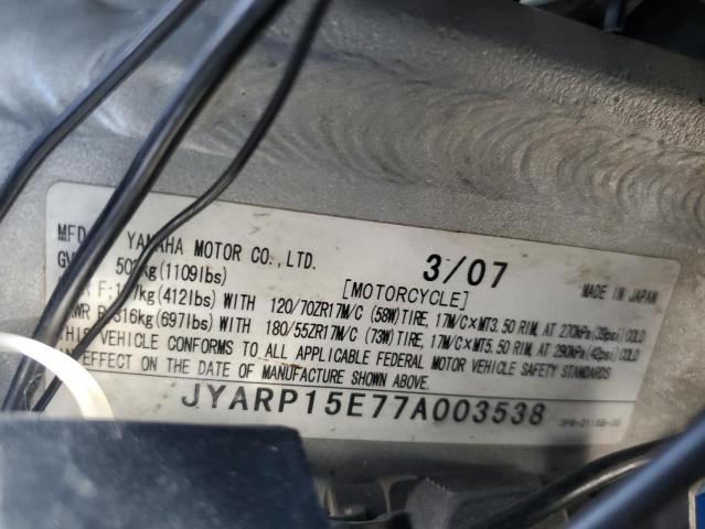 2007 YAMAHA FJR1300 JYARP15E77A003538