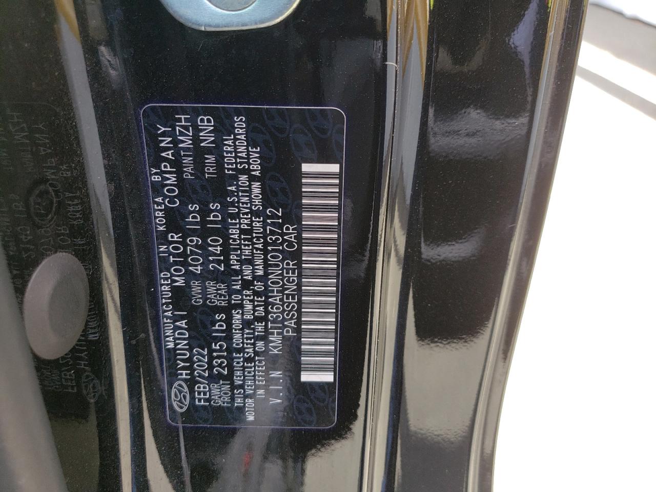 KMHT36AH0NU013712 2022 Hyundai Veloster N