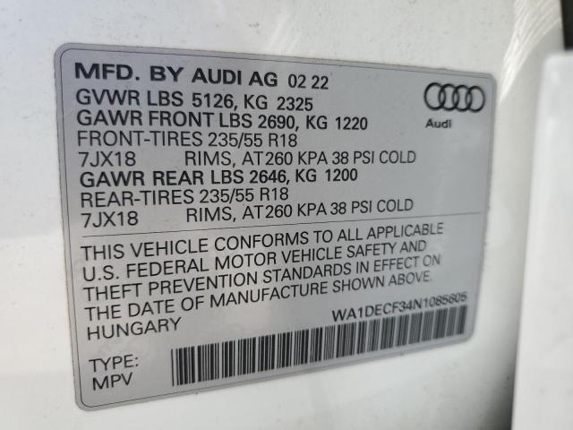 2022 Audi Q3 Premium S Line 45 VIN: WA1DECF34N1085605 Lot: 59271844