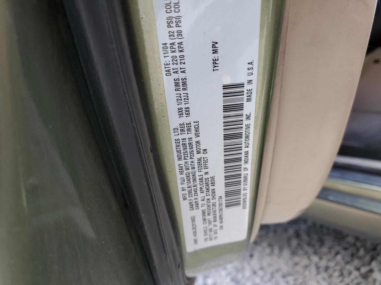 4S4BP61C857351734 2005 Subaru Legacy Outback 2.5I