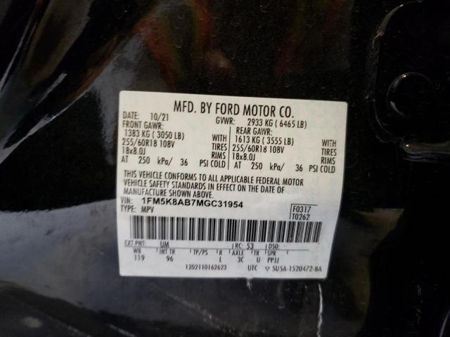 2021 Ford Explorer Police Interceptor VIN: 1FM5K8AB7MGC31954 Lot: 59430114