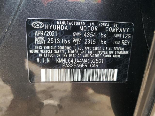 2021 Hyundai Sonata Sel VIN: KMHL64JA4MA152501 Lot: 58818424