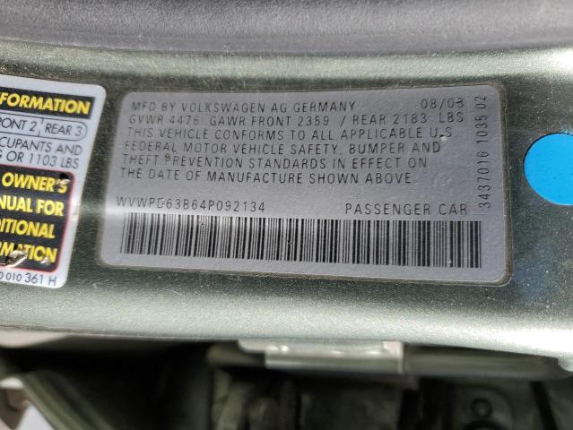 2004 Volkswagen Passat Gls VIN: WVWPD63B64P092134 Lot: 56972044