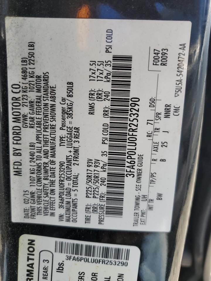 3FA6P0LU0FR253290 2015 Ford Fusion Se Hybrid