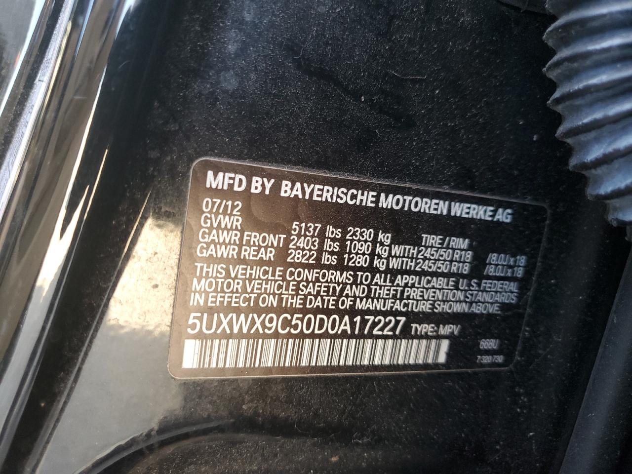 5UXWX9C50D0A17227 2013 BMW X3 xDrive28I