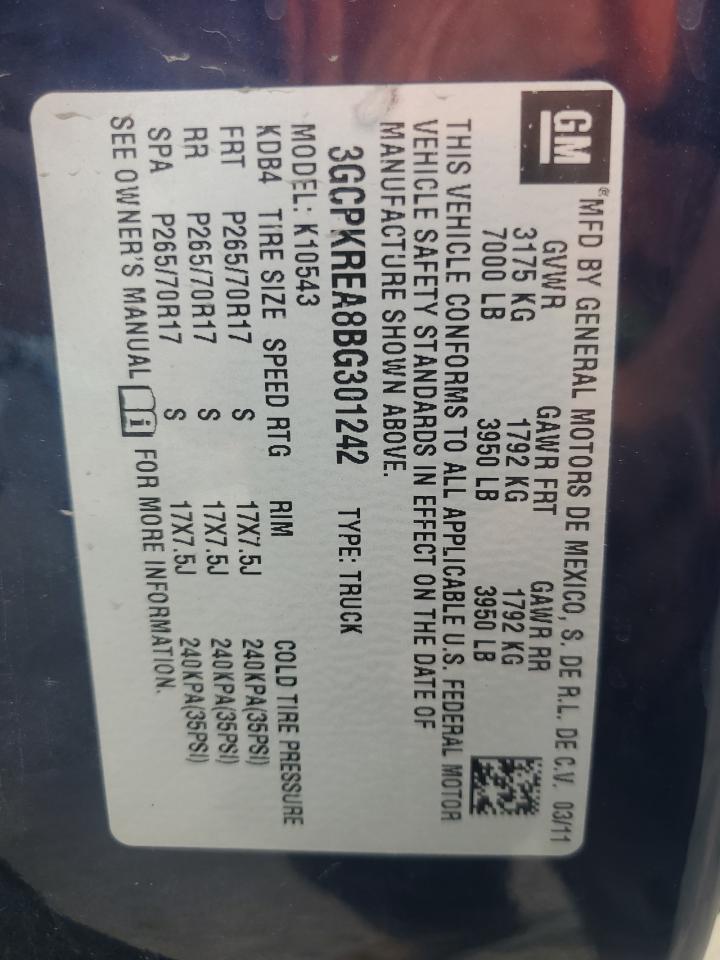 3GCPKREA8BG301242 2011 Chevrolet Silverado K1500 Ls