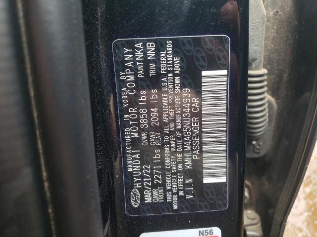 2022 Hyundai Elantra Sel VIN: KMHLM4AG5NU344939 Lot: 58322434