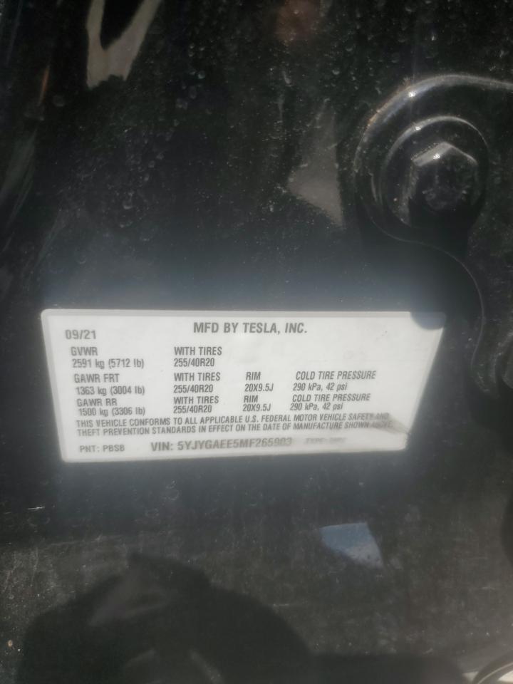 5YJYGAEE5MF265903 2021 Tesla Model Y