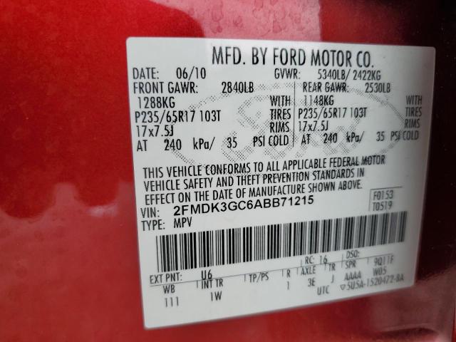 2010 Ford Edge Se VIN: 2FMDK3GC6ABB71215 Lot: 57640534