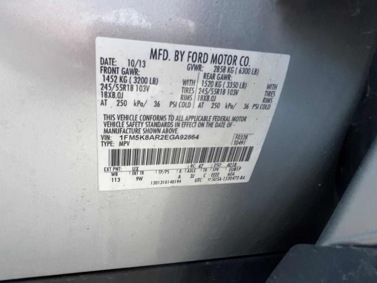 2014 Ford Explorer Police Interceptor vin: 1FM5K8AR2EGA92864