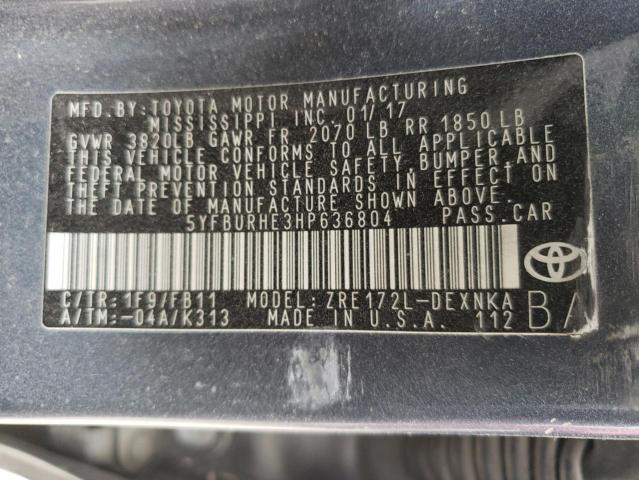 2017 TOYOTA COROLLA L - 5YFBURHE3HP636804
