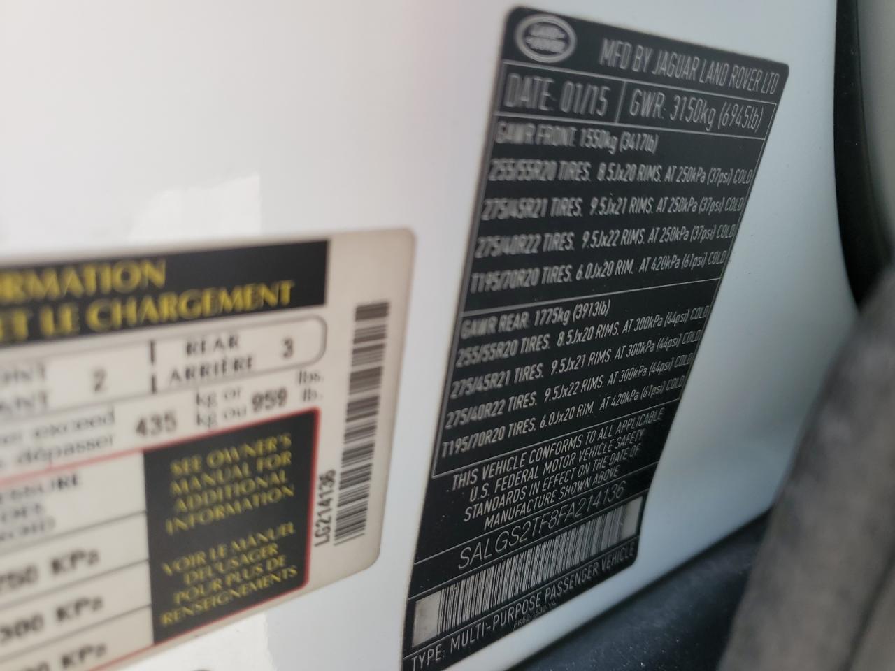 SALGS2TF8FA214136 2015 Land Rover Range Rover Supercharged